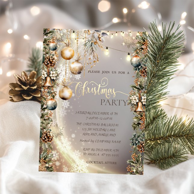 Vintag Balls Bells Pinecones Einladung (Von Creator hochgeladen)