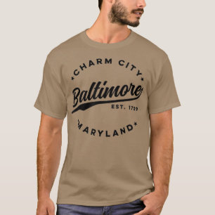 Vintag Baltimore Charm City Maryland Black Text T-Shirt