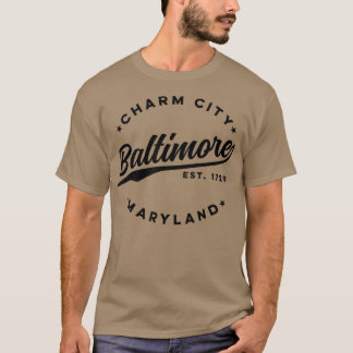 Vintag Baltimore Charm City Maryland Black Text T-Shirt