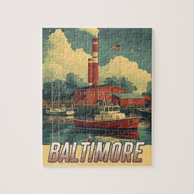 Vintag Baltimore Maryland Puzzle (Vertikal)