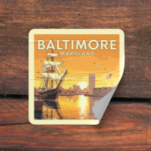 Vintag Baltimore Maryland Quadratischer Aufkleber