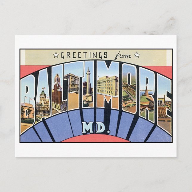 Vintag Baltimore Postkarte (Vorderseite)