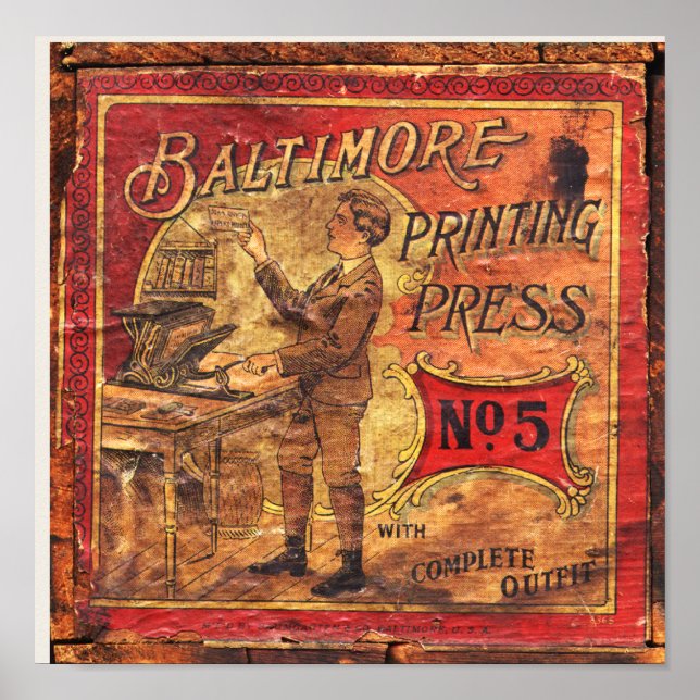 Vintag Baltimore Schienenpresse Druckschrift Poster (Vorne)