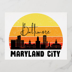 Vintag Baltimore Skyline Folien Feiertagspostkarte