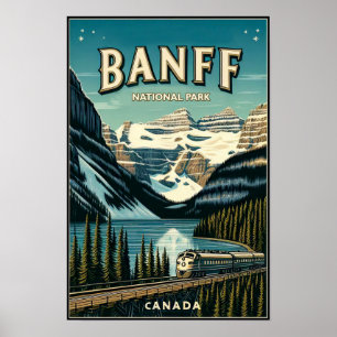 Vintag Banff National Park Canada Travel Poster