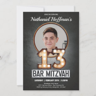 Vintag Bar Mitzvah Marquee Glamour Custom Foto Einladung