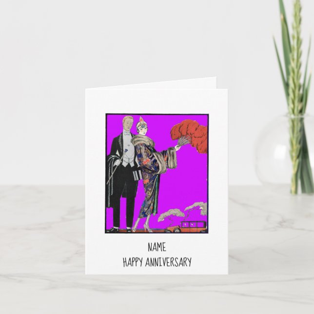 Vintag Barbier Couple Happy Jubiläum Karte (Vorderseite)