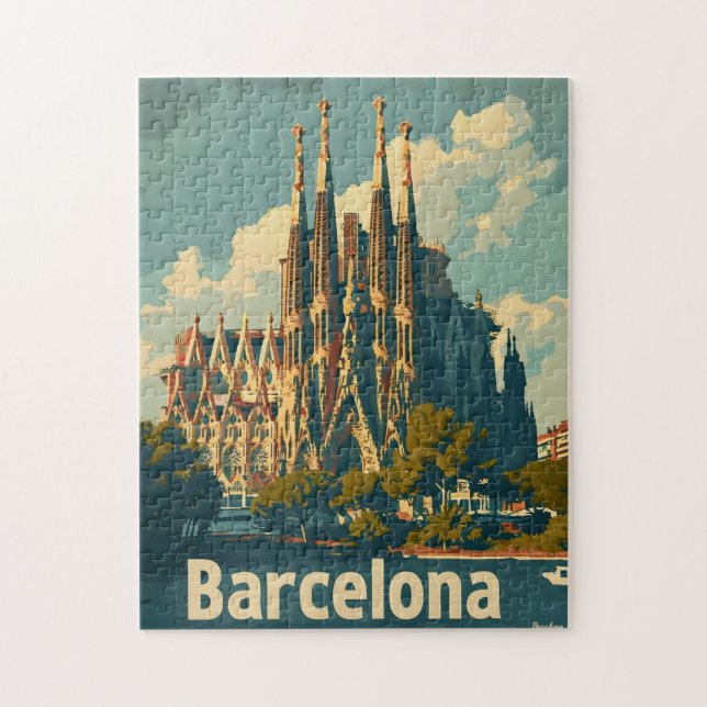 Vintag Barcelona Sagrada Familia Puzzle (Vertikal)