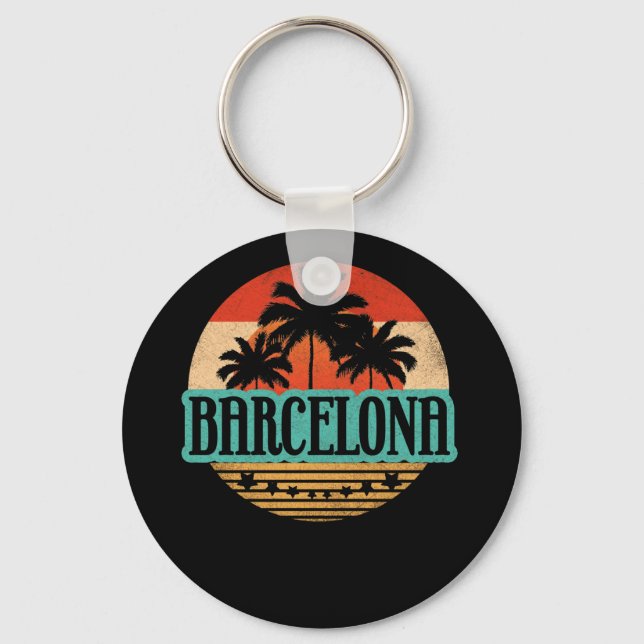 Vintag Barcelona Spanien Souvenir Sunset Schlüsselanhänger (Vorderseite)