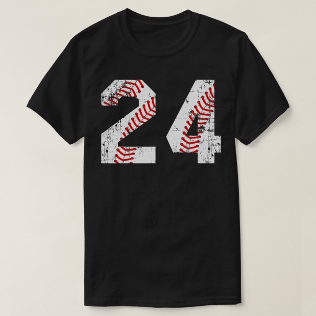 Vintag Baseball 24 Jersey-Nummer T-Shirt (Design vorne)