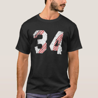 Vintag Baseball 34 Jersey-Nummer T-Shirt