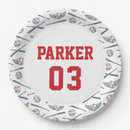 Vintag Baseball All Star Birthday Red Pappteller