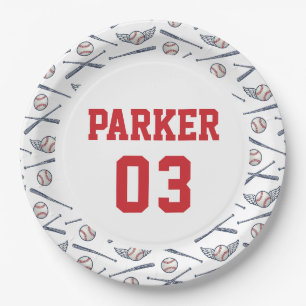 Vintag Baseball All Star Birthday Red Pappteller