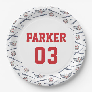 Vintag Baseball All Star Birthday Red Pappteller