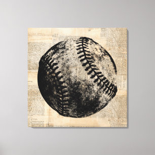 Vintag Baseball Art Illustration Zeitung Stil Leinwanddruck