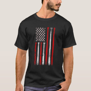 Vintag Baseball Bat American US Flag Baseball Gr T-Shirt