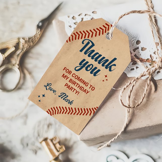 Vintag Baseball Geburtstag Vielen Dank Geschenkanhänger (Von Creator hochgeladen)