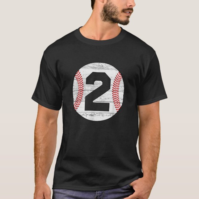 Vintag Baseball Jersey Nummer 2 T-Shirt (Vorderseite)