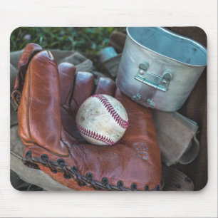 Vintag Baseball Mit und Ball Baseball Glove Amer Mousepad