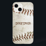 Vintag Baseball Personalisiert Case-Mate iPhone 14 Hülle<br><div class="desc">Ein Foto eines abgenutzten Vintagen Baseballs bietet den Hintergrund für dieses personalisierte iPhone-Gehäuse. Fügen Sie Ihren Namen in Not Grunge sans Serif Schriftart in einem Schatten rötlich braun,  dass die Nähte passt. Ideal für den Baseball- oder Sportfans auf Ihrer Geschenkliste.</div>