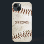 Vintag Baseball Personalisiert Case-Mate iPhone Hülle<br><div class="desc">Ein Foto eines abgenutzten Vintagen Baseballs bietet den Hintergrund für dieses personalisierte iPhone-Gehäuse. Fügen Sie Ihren Namen in Not Grunge sans Serif Schriftart in einem Schatten rötlich braun,  dass die Nähte passt. Ideal für den Baseball- oder Sportfans auf Ihrer Geschenkliste.</div>