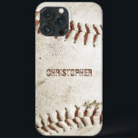 Vintag Baseball Personalisiert Case-Mate iPhone Hülle<br><div class="desc">Ein Foto eines abgenutzten Vintagen Baseballs bietet den Hintergrund für dieses personalisierte iPhone-Gehäuse. Fügen Sie Ihren Namen in Not Grunge sans Serif Schriftart in einem Schatten rötlich braun,  dass die Nähte passt. Ideal für den Baseball- oder Sportfans auf Ihrer Geschenkliste.</div>