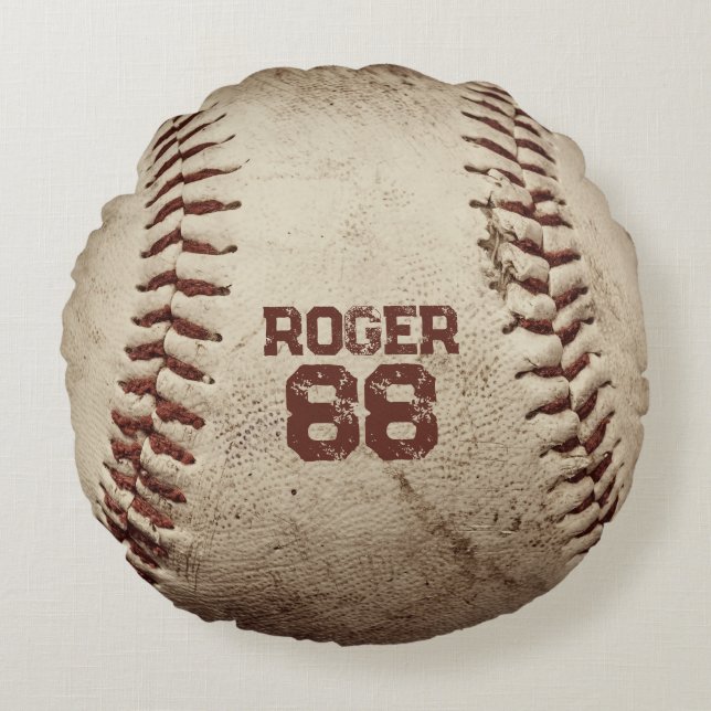 Vintag Baseball Rundes Kissen (Vorderseite)