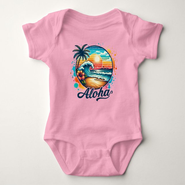 Vintag Beach Aloha Sublimierung-94953 Baby Strampler (Vorderseite)
