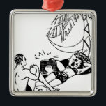 Vintag Beach Couple Silbernes Ornament<br><div class="desc">Alle Rechte vorbehalten © Angelandspot</div>