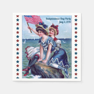 Vintag Beach Girls 4. Juli Party Napkin Serviette