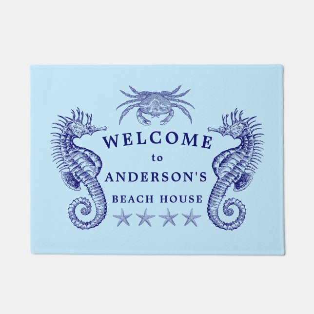 Vintag Beach House Welcome Template Doormat Fußmatte (Vorderseite)