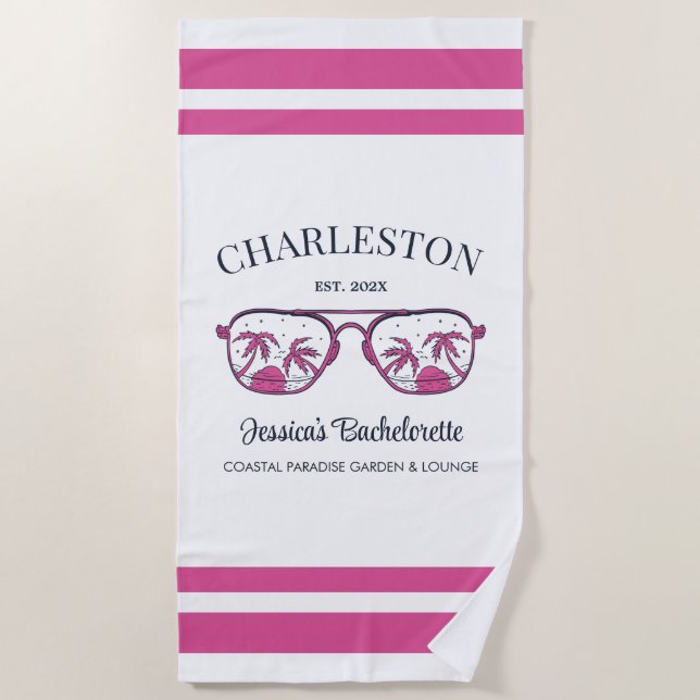 Vintag Beach Junggeselinnen-Abschied Bridesmaid Cu Strandtuch (Vorderseite)
