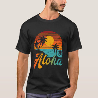 Vintag Beach Palm Trees Aloha Hawaii Family Vacat T-Shirt