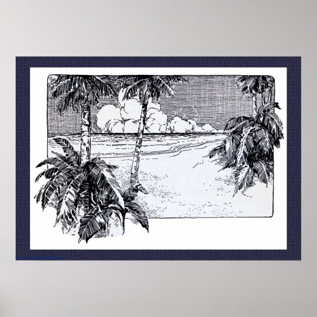 Vintag Beach South Wind Art Print Poster (Vorne)