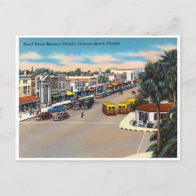 Vintag Beach Street, Daytona Beach Florida Postkarte