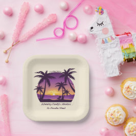 Vintag Beach Sunset Ferien Lounges Pfirsichpfirsic Pappteller