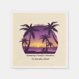 Vintag Beach Sunset Ferien Lounges Pfirsichpfirsic Serviette