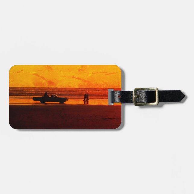 Vintag Beach Sunset Gepäckmarke Gepäckanhänger (Vorderseite horizontal)