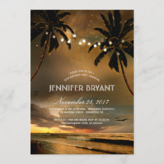 Vintag Beach Sunset Palm Lights Geburtstagsparty Einladung