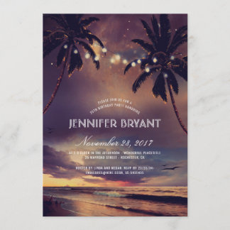 Vintag Beach Sunset Palm Lights Geburtstagsparty Einladung