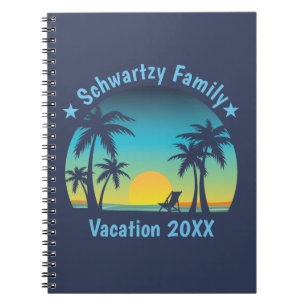 Vintag Beach Sunset Vacation Orange-blaue Lounge Notizblock