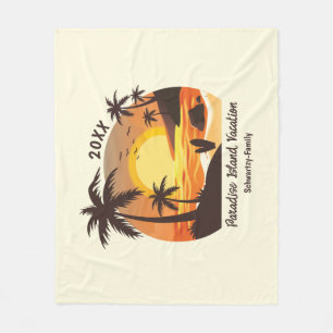 Vintag Beach Sunset Vacation Surf orange braun Fleecedecke