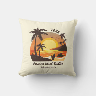 Vintag Beach Sunset Vacation Surf orange braun Kissen