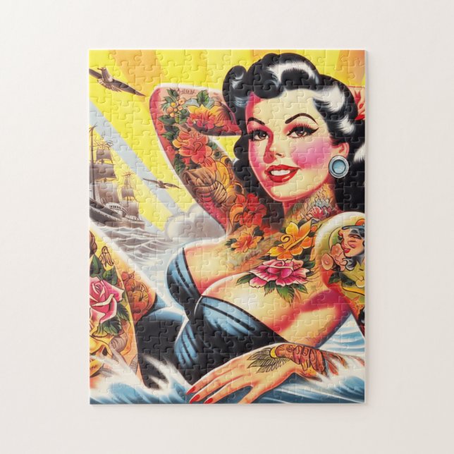 Vintag Beach Tattoo Pinup Puzzle (Vertikal)