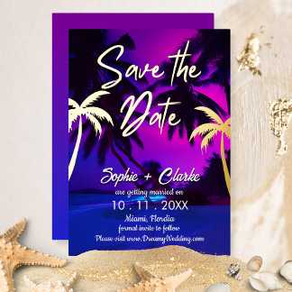Vintag Beach Tropical Neon Save the Date Folieneinladung