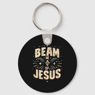 Vintag Beam Me Up Jesus Funny Jesus Christus Meme Schlüsselanhänger