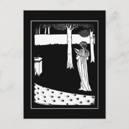 Vintag Beardsley Lady Illustration Postcard Postkarte
