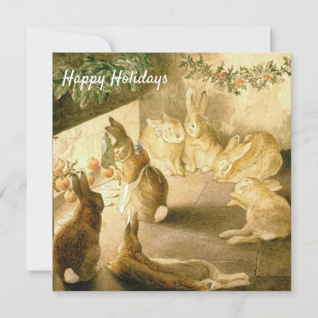 Vintag Beatrix Potter Rabbit Weihnachtsfeiertag Feiertagskarte (Vorderseite)