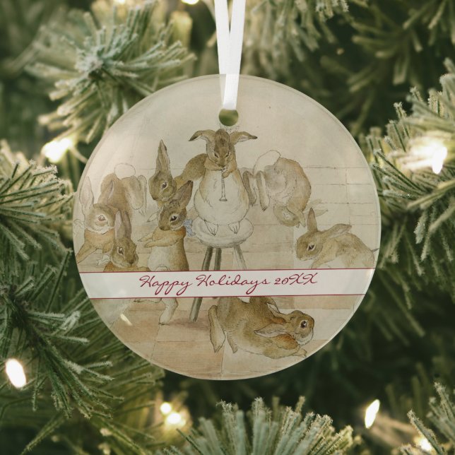 Vintag Beatrix Potter Weihnachtsfeiertag Ornament Aus Glas (InSitu)
