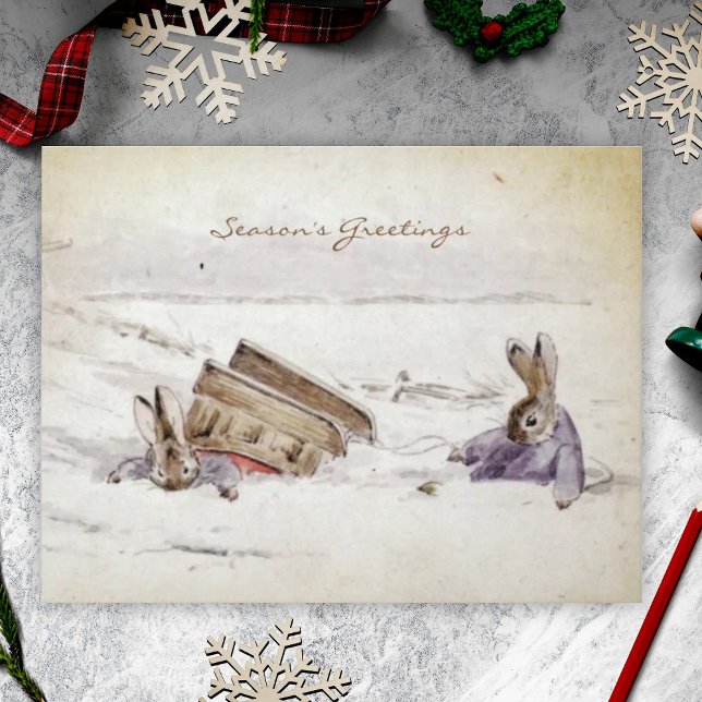 Vintag Beatrix Potter Weihnachtsfeiertage Feiertagspostkarte (Von Creator hochgeladen)